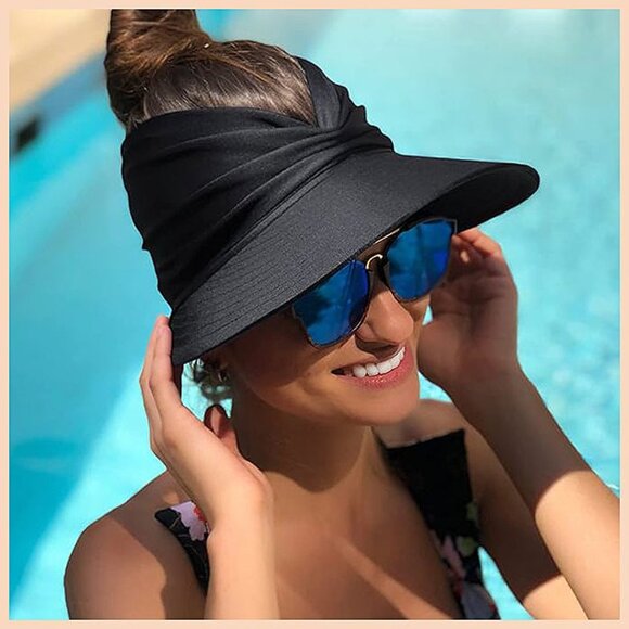 Womens Sun Visor Hat Wide Brim Summer UPF 50+ UV Protection Beach Sport Cap - Picture 6 of 7